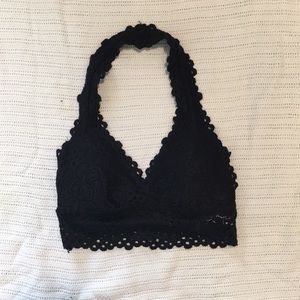 Black Aeropostale halter neck lace bralette